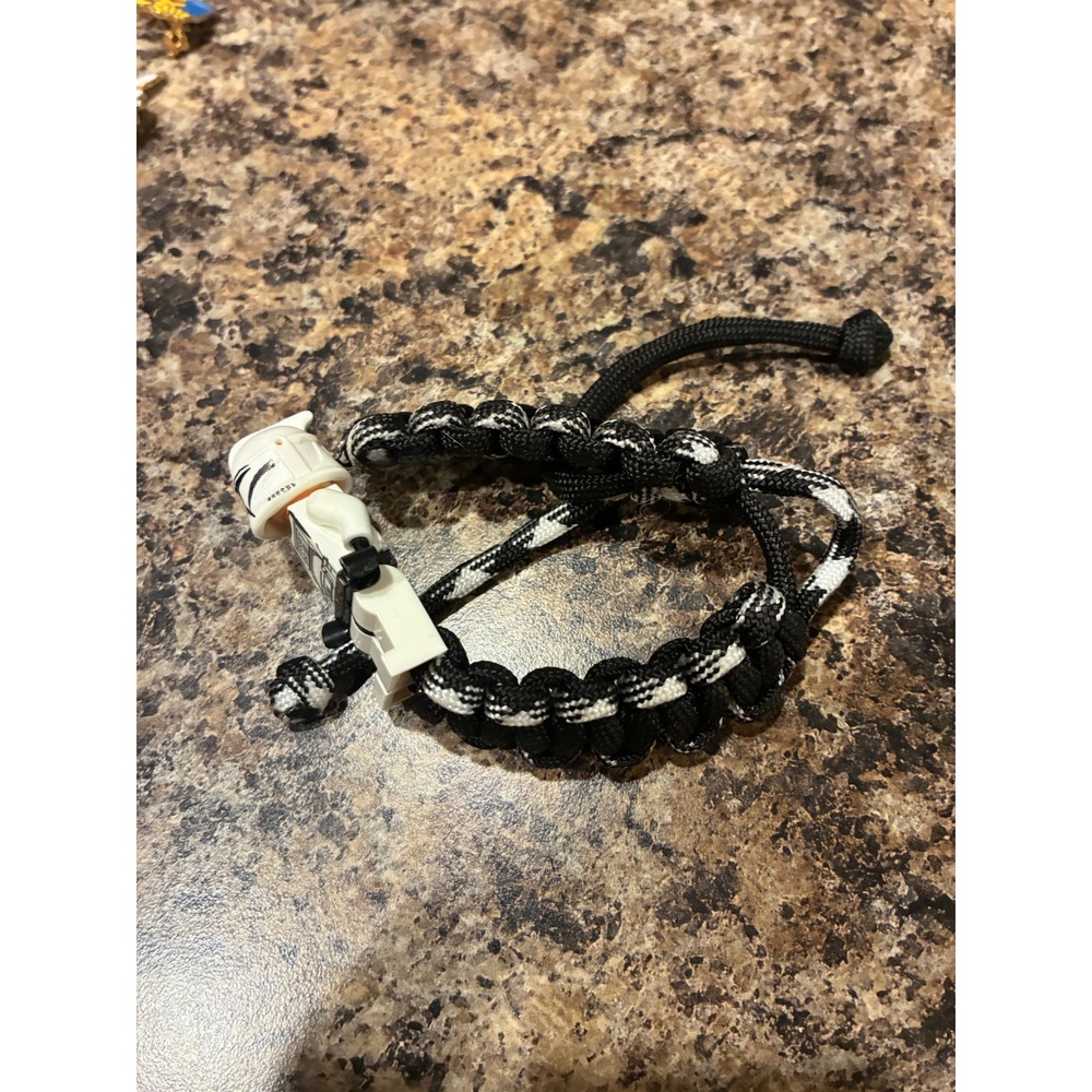 Star Wars Clone Trooper Paracord Bracelet Black White Woven Adjustable Jewelry